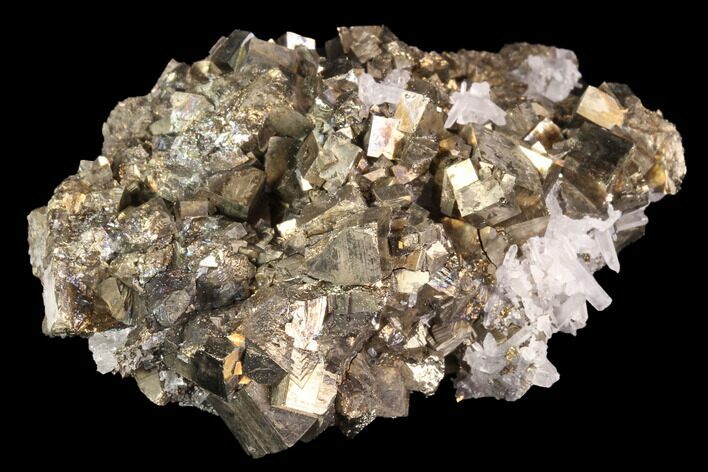 Cubic Pyrite Cluster with Quartz - Peru #94414